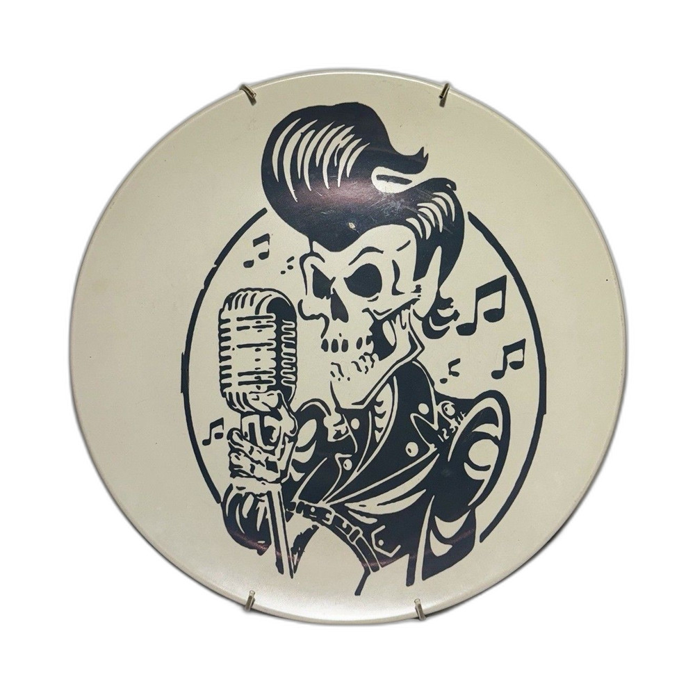 Vintage IKEA Elvis Inspired Skeleton Rockabilly Singer Wall Plate Decor 10in